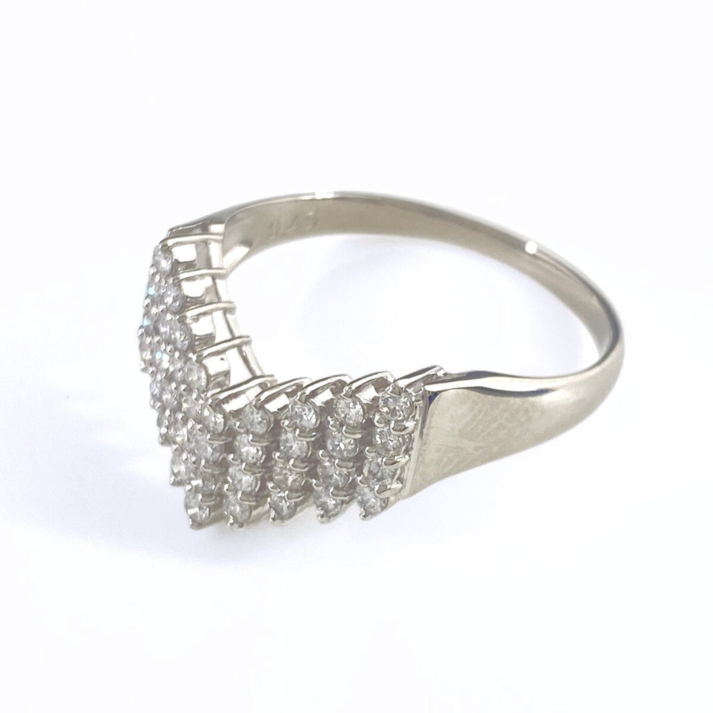 メレダイヤ デザインリング プラチナ 指輪 リング 17号 Pt900 ダイヤモンド レディース 【中古】nbjwl