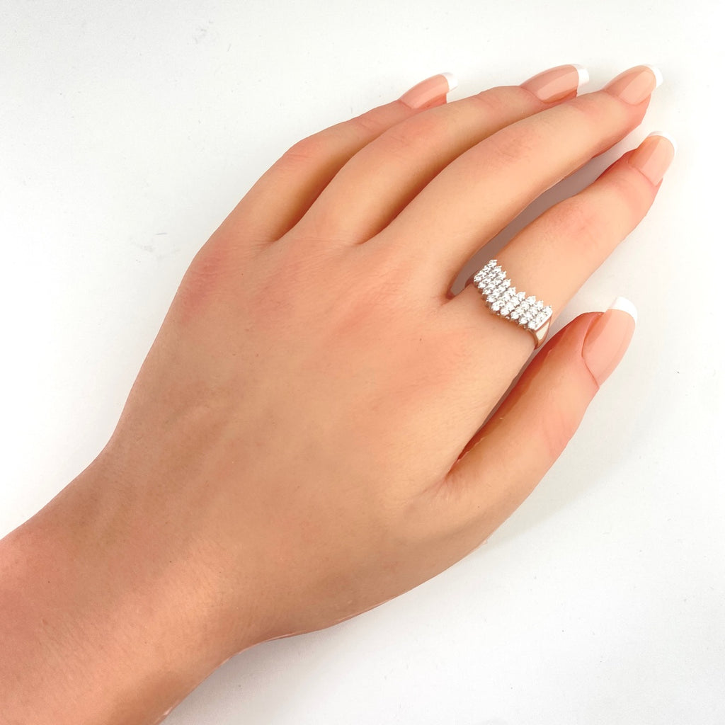 メレダイヤ デザインリング プラチナ 指輪 リング 17号 Pt900 ダイヤモンド レディース 【中古】nbjwl