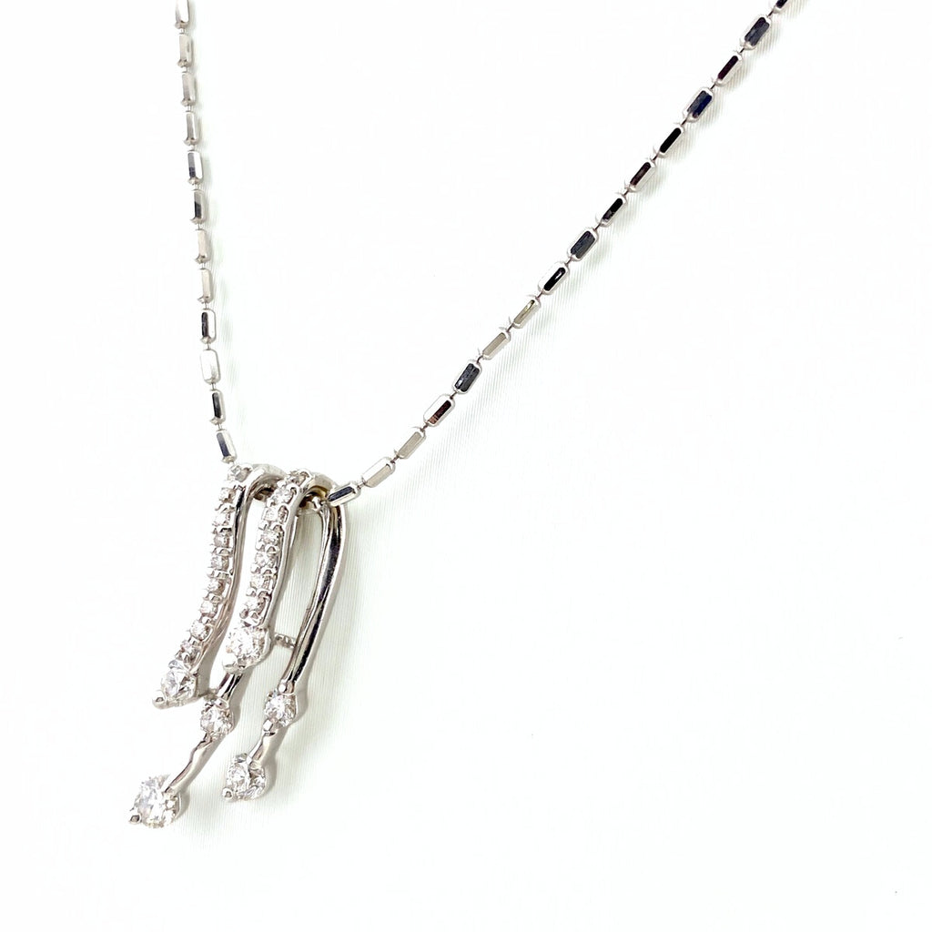 メレダイヤ デザインネックレス WG ホワイトゴールド ペンダント ネックレス K18 WG ダイヤモンド レディース 【中古】nbjwl