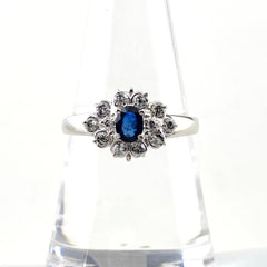 サファイア デザインリング プラチナ 指輪 メレダイヤ リング 15.5号 Pt900 サファイア ダイヤモンド レディース 【中古】nbjwl