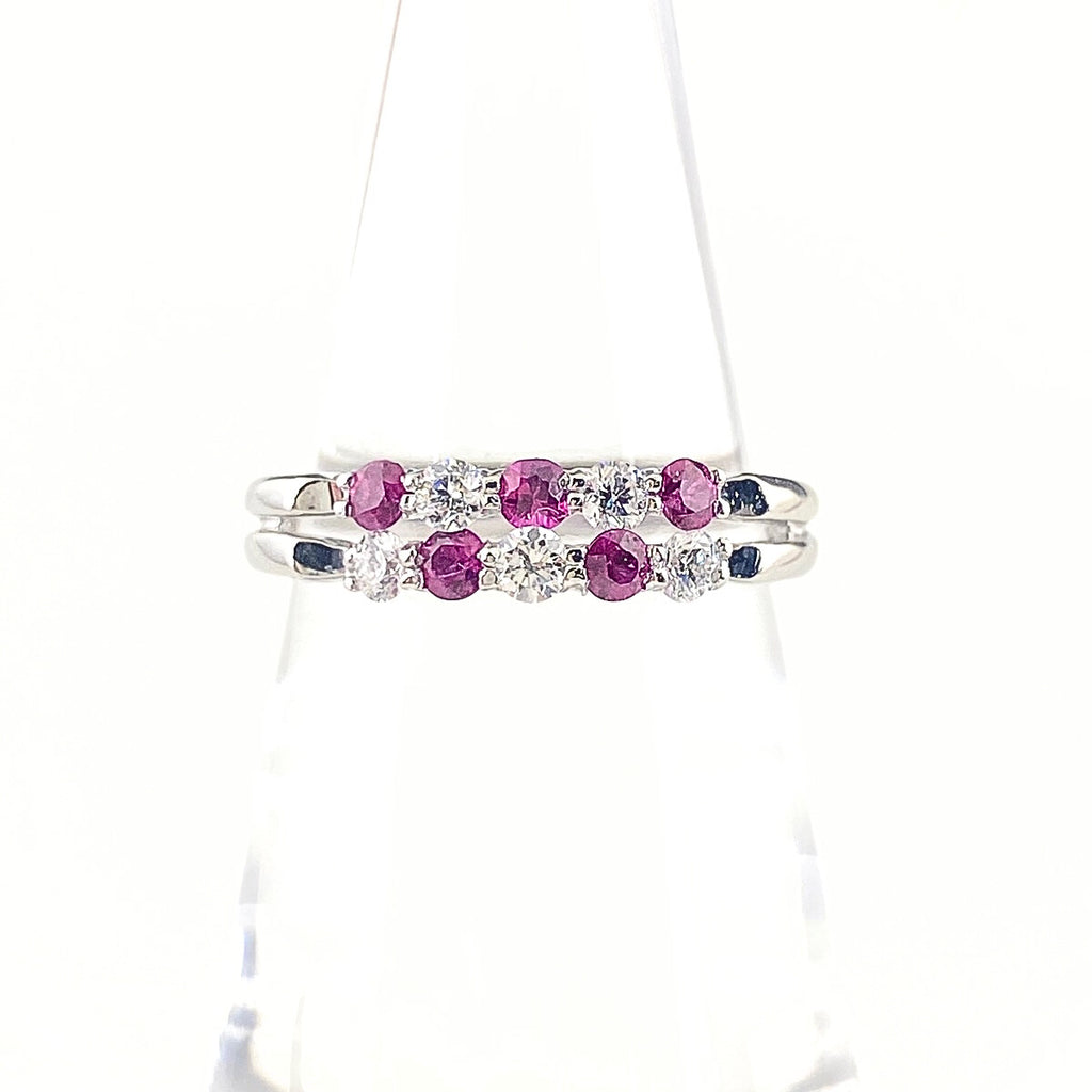 ルビー デザインリング プラチナ 指輪 メレダイヤ リング 11.5号 Pt900 ルビー ダイヤモンド レディース 【中古】nbjwl