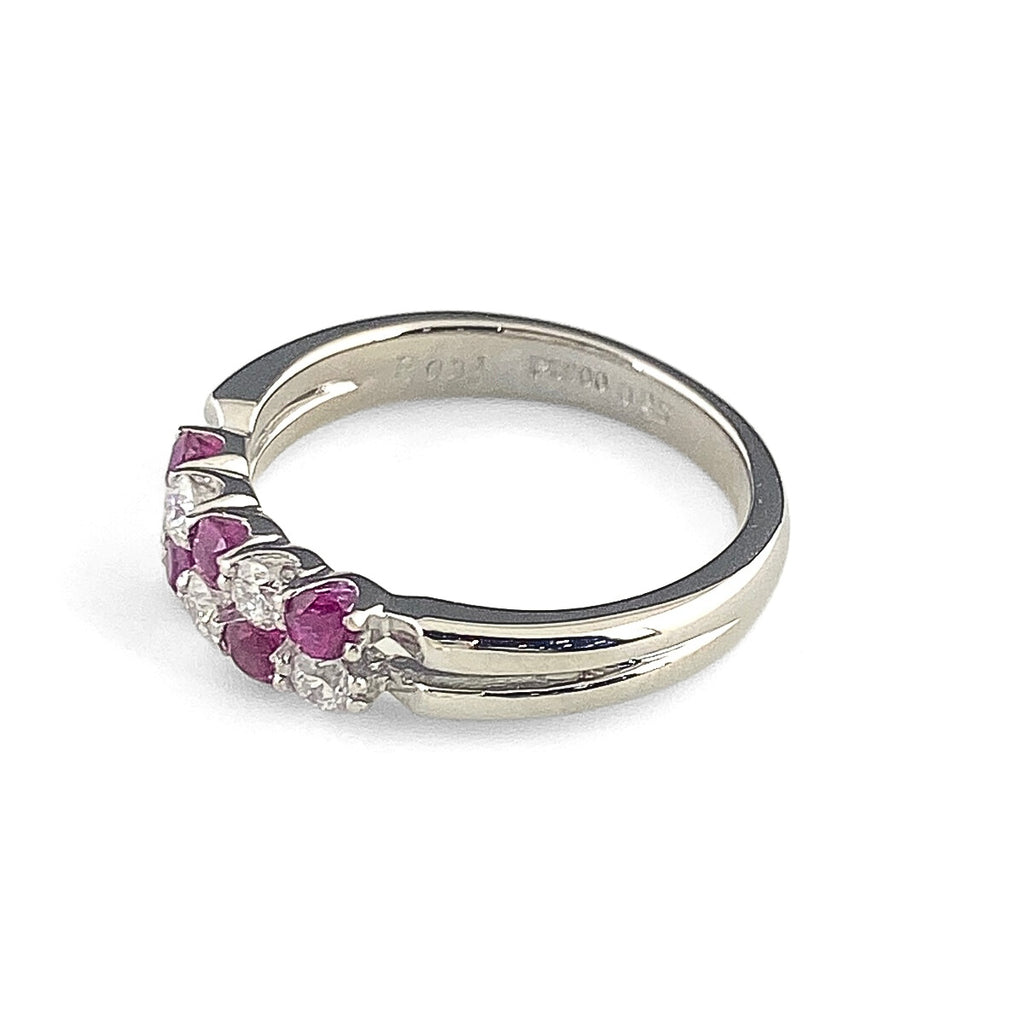 ルビー デザインリング プラチナ 指輪 メレダイヤ リング 11.5号 Pt900 ルビー ダイヤモンド レディース 【中古】nbjwl