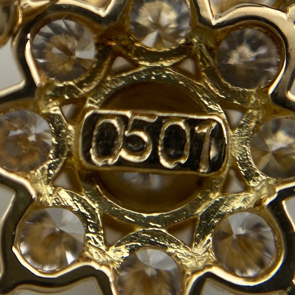 フラワーモチーフ デザインネックレス YG イエローゴールド ペンダント 花 ネックレス K18 ダイヤモンド レディース 【中古】nbjwl