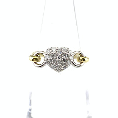 ハートモチーフ デザインリング YG イエローゴールド プラチナ 指輪 メレダイヤ スイング リング 9.5号 K18 Pt900 ダイヤモンド レディース 【中古】nbjwl