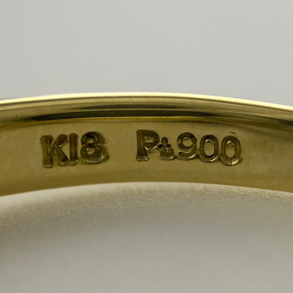 ハートモチーフ デザインリング YG イエローゴールド プラチナ 指輪 メレダイヤ スイング リング 9.5号 K18 Pt900 ダイヤモンド レディース 【中古】nbjwl