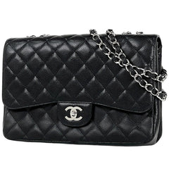 シャネル デカ マトラッセ シングルフラップ チェーン ショルダーバッグ ココマーク Wチェーン ショルダーバッグ キャビアスキン ブラック レディース 【中古】brbag