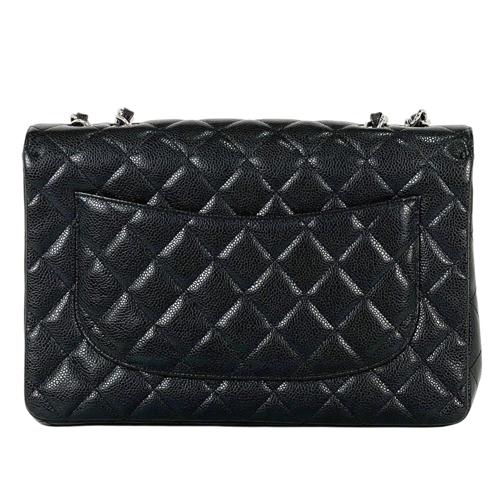 シャネル デカ マトラッセ シングルフラップ チェーン ショルダーバッグ ココマーク Ｗチェーン ショルダーバッグ キャビアスキン ブラック レディース 【中古】brbag