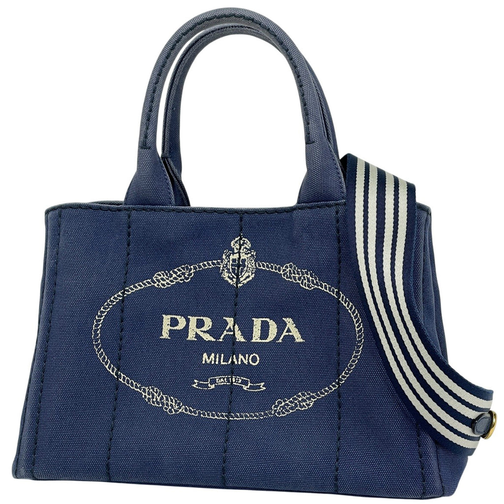 プラダ カナパ トート 2WAY ショルダーバッグ ハンドバッグ トートバッグ キャンバス ブルー 1BG439 レディース 【中古】brbag