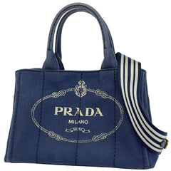 プラダ カナパ トート 2WAY ショルダーバッグ ハンドバッグ トートバッグ キャンバス ブルー 1BG439 レディース 【中古】brbag