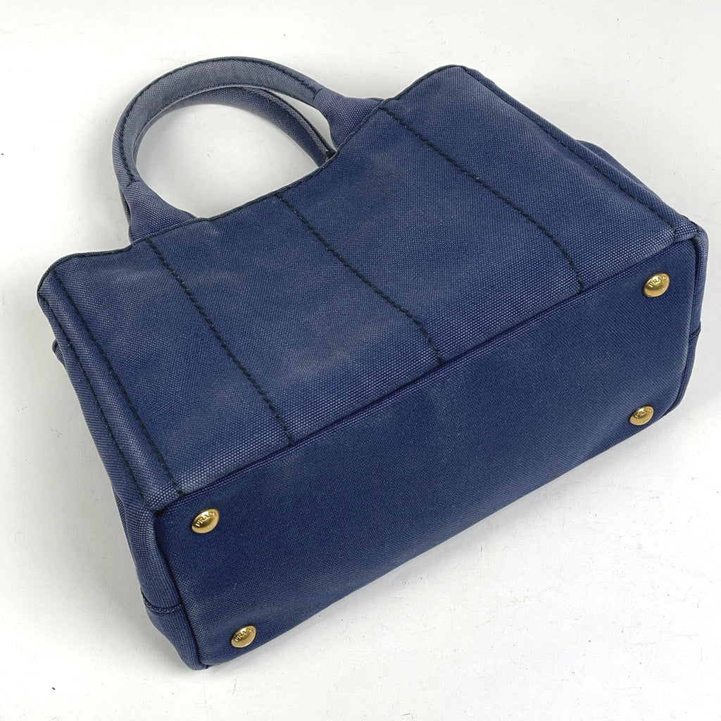 プラダ カナパ トート 2WAY ショルダーバッグ ハンドバッグ トートバッグ キャンバス ブルー 1BG439 レディース 【中古】brbag