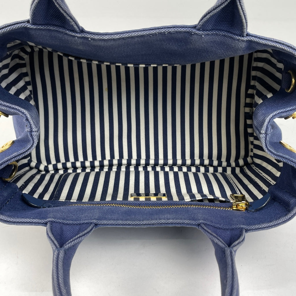 プラダ カナパ トート 2WAY ショルダーバッグ ハンドバッグ トートバッグ キャンバス ブルー 1BG439 レディース 【中古】brbag