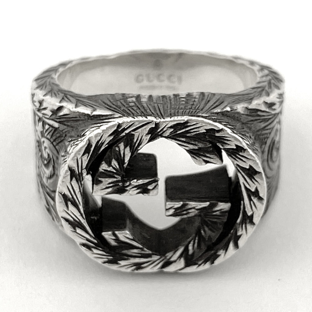 グッチ インターロッキングG リング 指輪 リング 8.5号 シルバー925 シルバー レディース 【中古】bracc