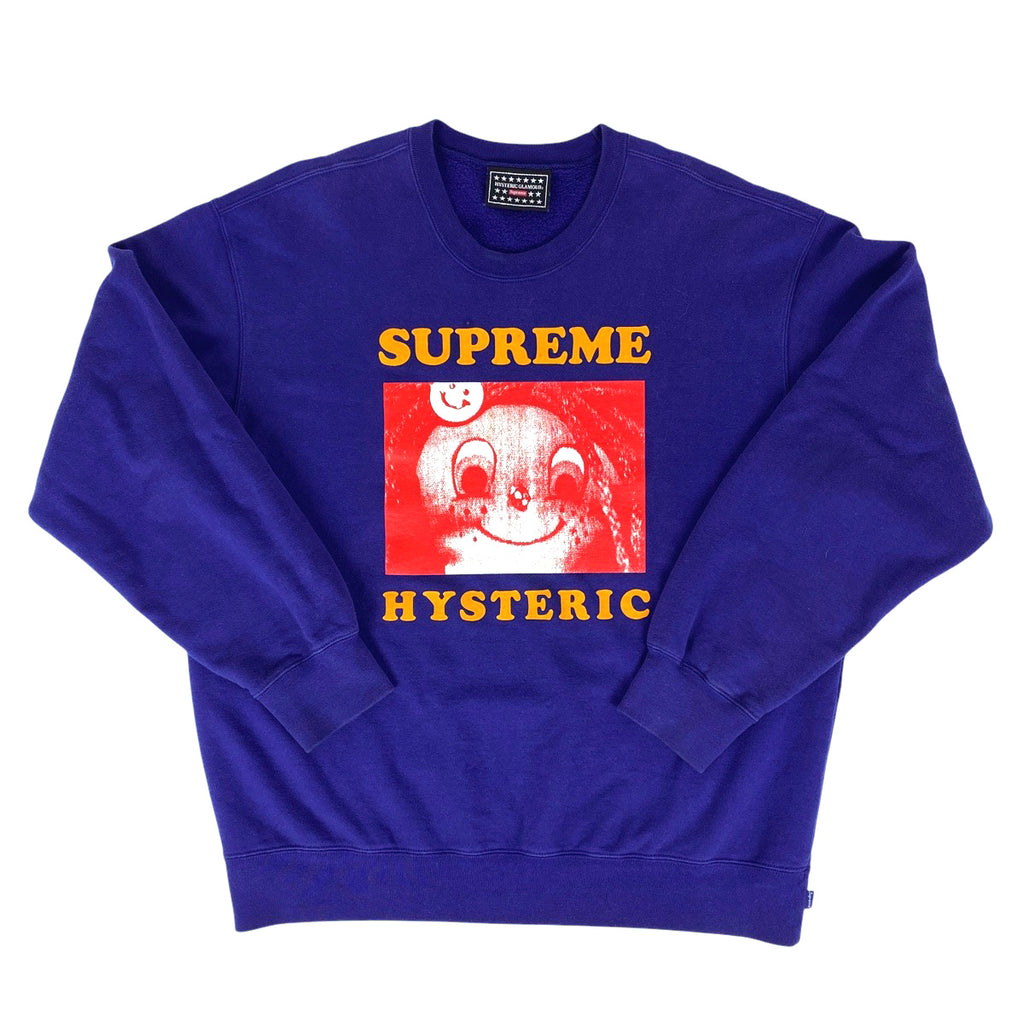 シュプリーム ロゴ トレーナー HYSTERIC GLAMOUR クルーネック スウェット トップス スウェット 綿 ネイビー メンズ 【中古】brapp