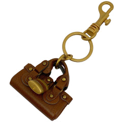 クロエ パディントン バッグチャーム キーホルダー キーリング バッグチャーム レザー GP ブラウン ゴールド レディース 【中古】brbag