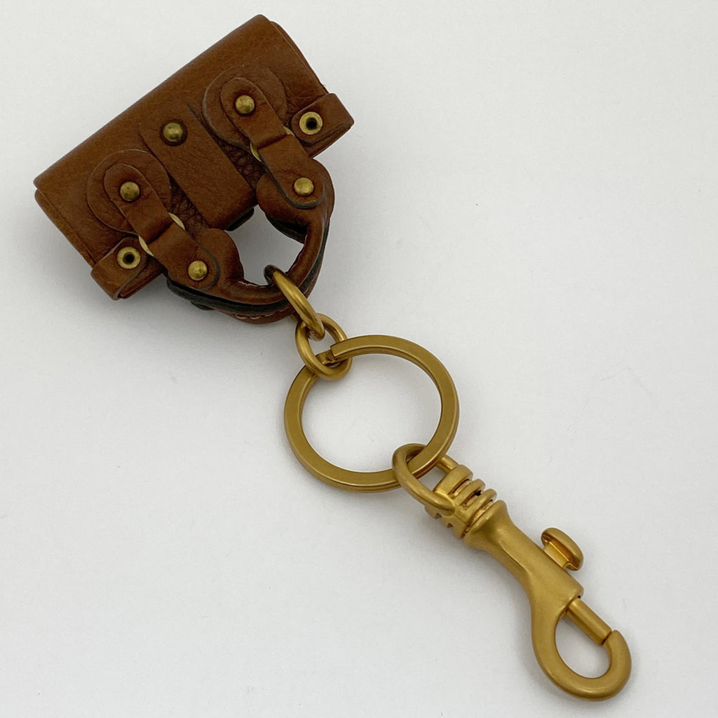 クロエ パディントン バッグチャーム キーホルダー キーリング バッグチャーム レザー GP ブラウン ゴールド レディース 【中古】brbag