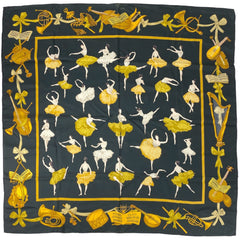 エルメス カレ90 La Danse ラ ダンス バレリーナ スカーフ シルク グリーン イエロー マルチカラー レディース 【中古】brbag