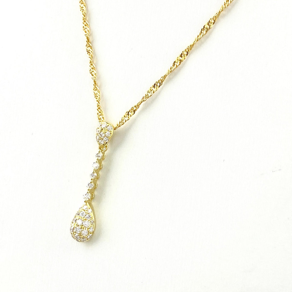 メレダイヤ デザインネックレス YG イエローゴールド ペンダント ネックレス K18 ダイヤモンド レディース 【中古】nbjwl