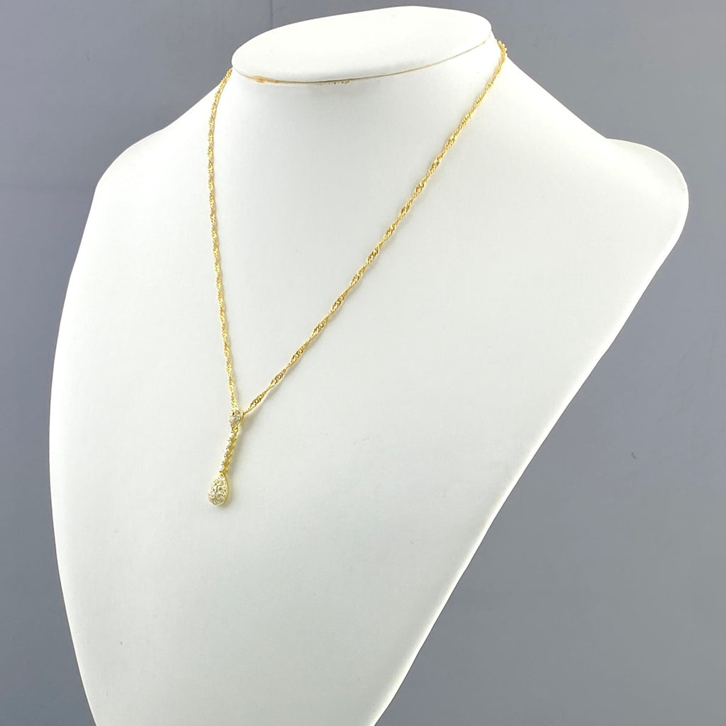 メレダイヤ デザインネックレス YG イエローゴールド ペンダント ネックレス K18 ダイヤモンド レディース 【中古】nbjwl
