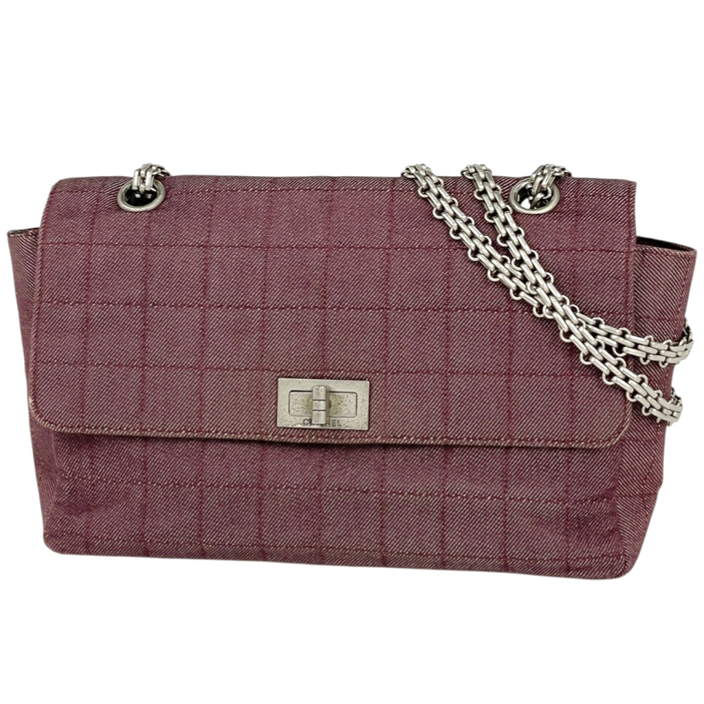 シャネル 2.55ライン チェーン ショルダーバッグ Wチェーン ショルダーバッグ デニム レッド レディース 【中古】brbag