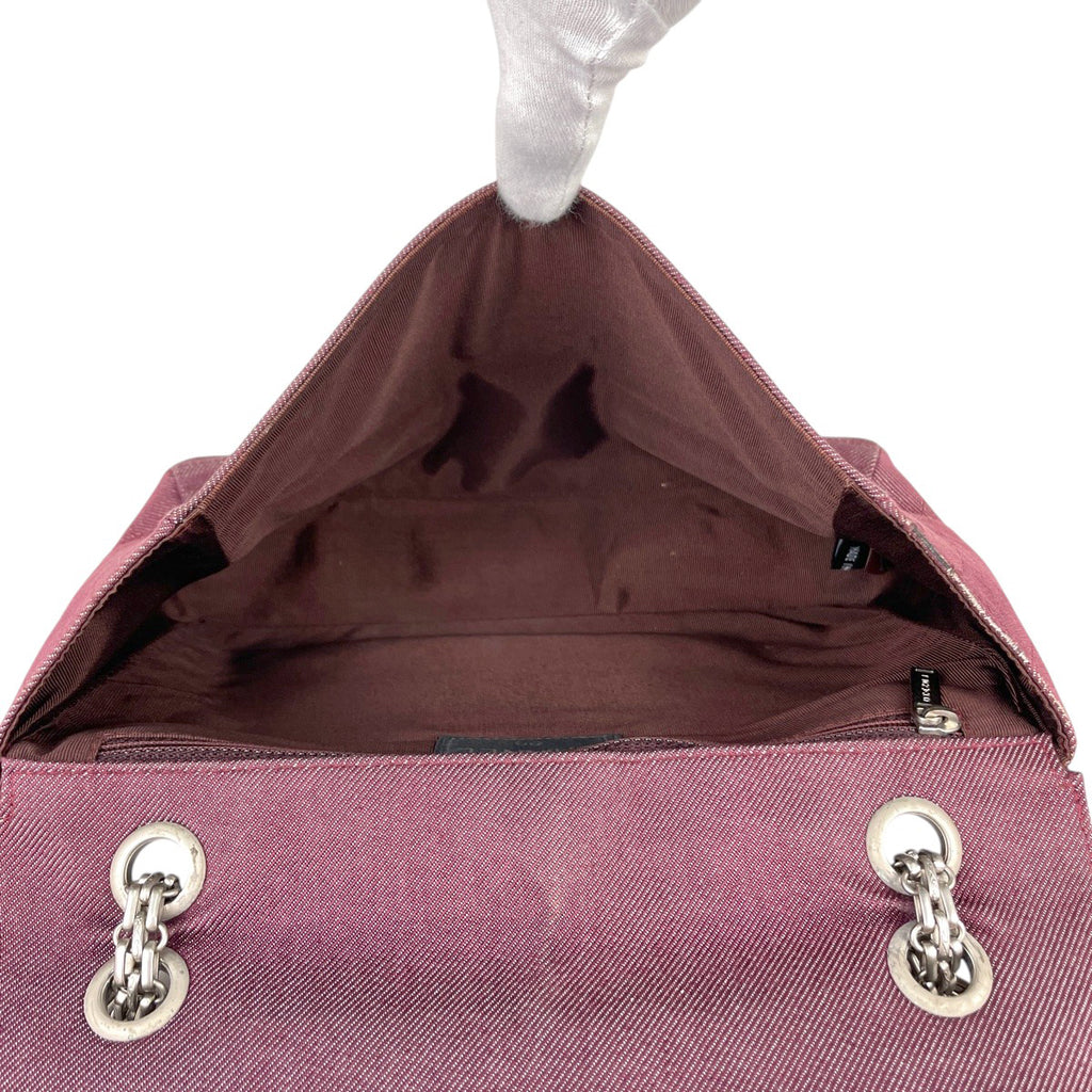 シャネル 2.55ライン チェーン ショルダーバッグ Wチェーン ショルダーバッグ デニム レッド レディース 【中古】brbag