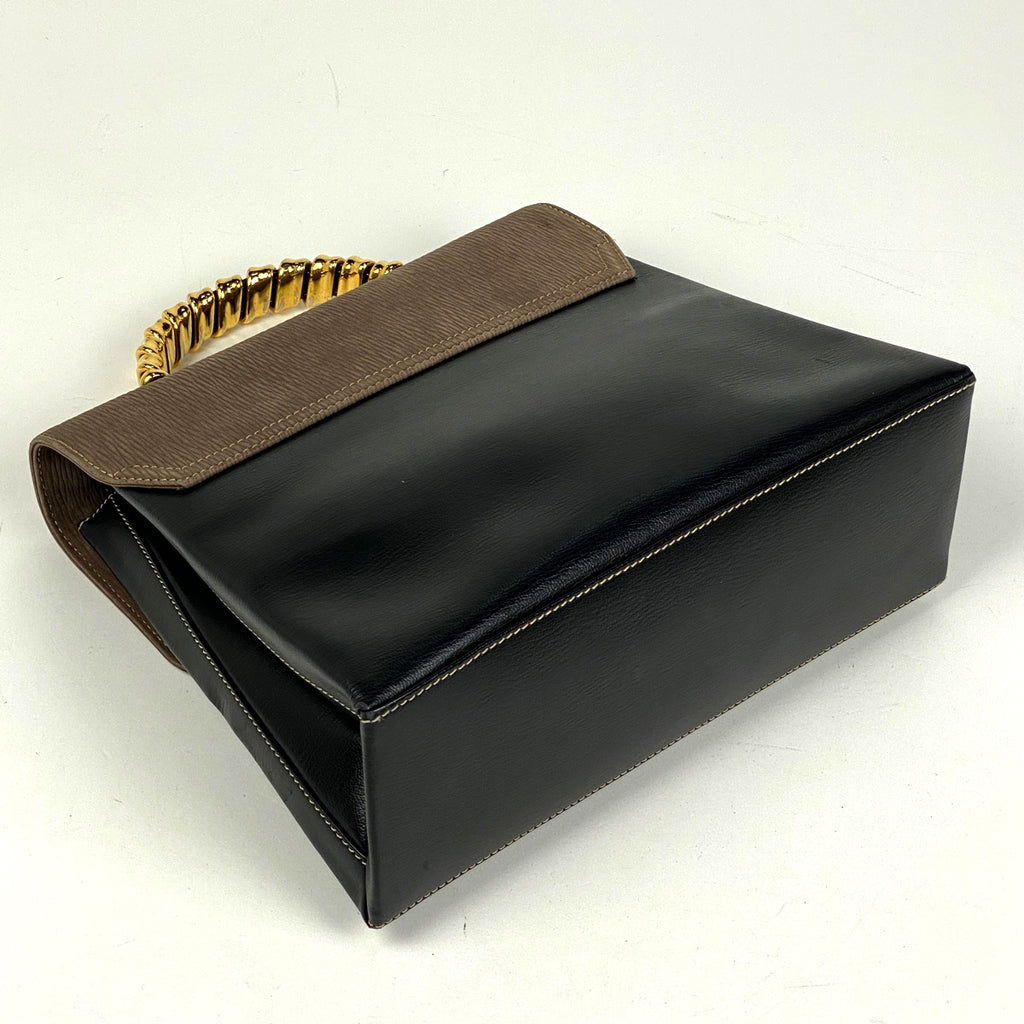 ロエベ ベラスケス ハンドバッグ  ロゴ ハンドバッグ レザー ブラック ブラウン レディース 【中古】brbag