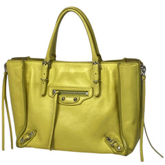 バレンシアガ ペーパーバッグ ミニ 2WAY ショルダーバッグ ハンドバッグ レザー イエロー 305572 レディース 【中古】brbag