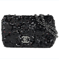 シャネル ココマーク チェーン ショルダーバッグ ミニ ショルダーバッグ スパンコール ブラック レディース 【中古】brbag