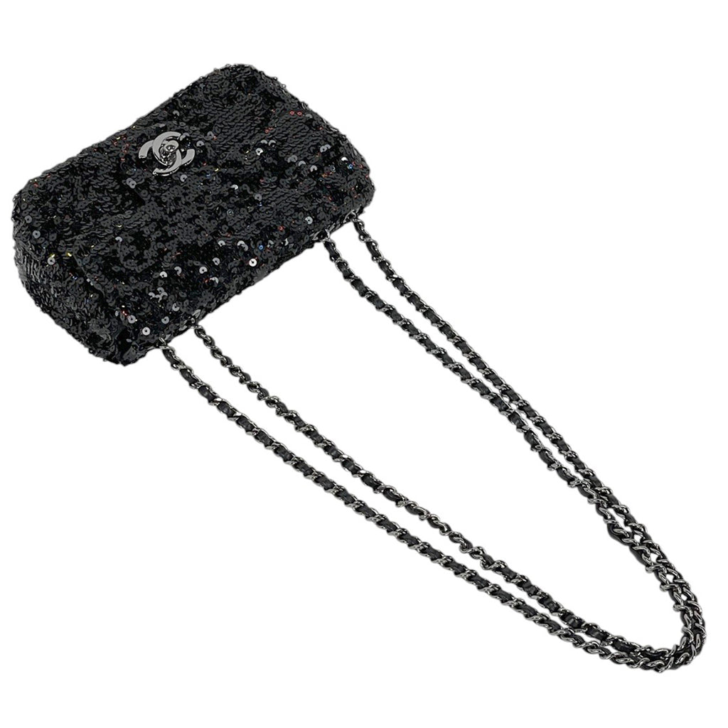 シャネル ココマーク チェーン ショルダーバッグ ミニ ショルダーバッグ スパンコール ブラック レディース 【中古】brbag