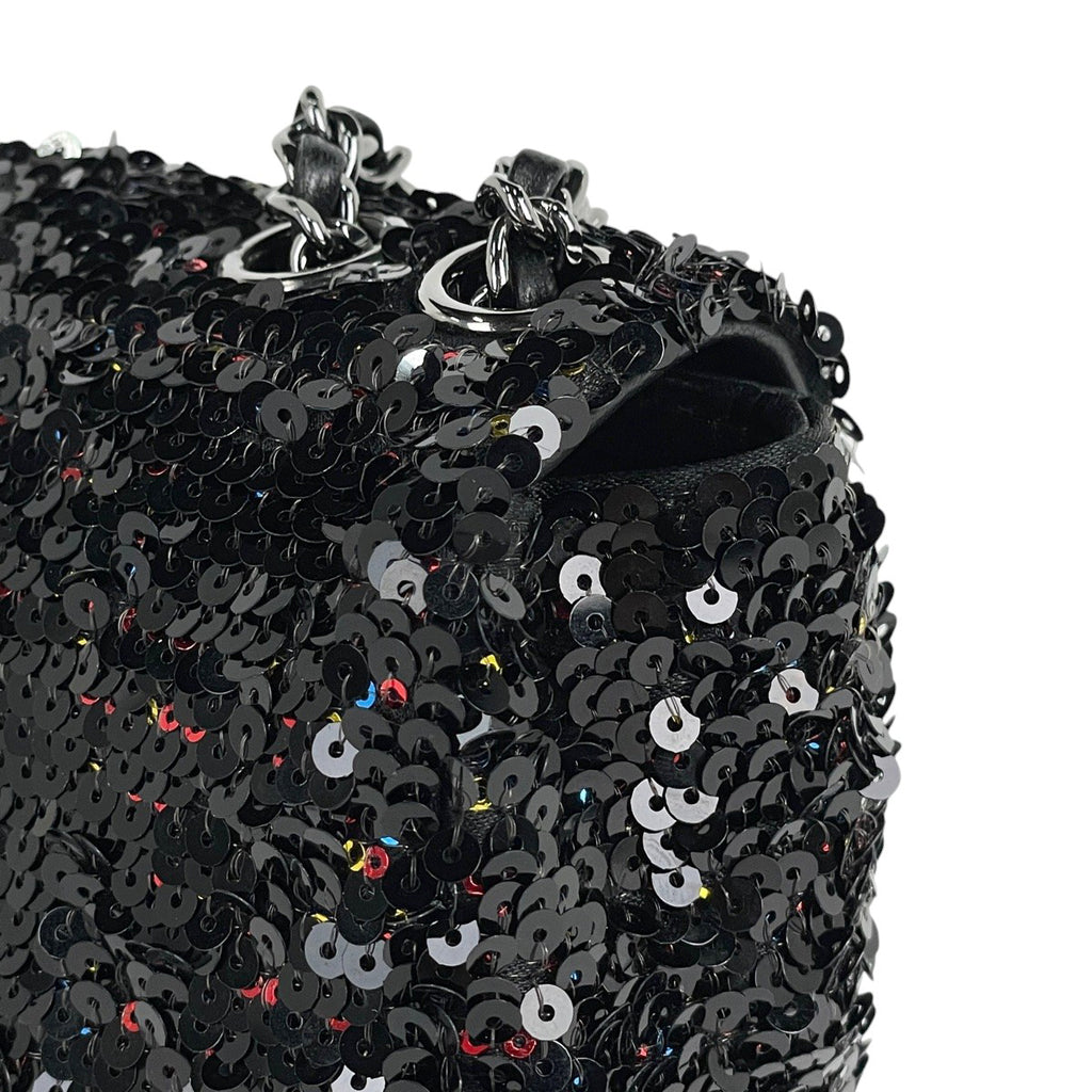 シャネル ココマーク チェーン ショルダーバッグ ミニ ショルダーバッグ スパンコール ブラック レディース 【中古】brbag