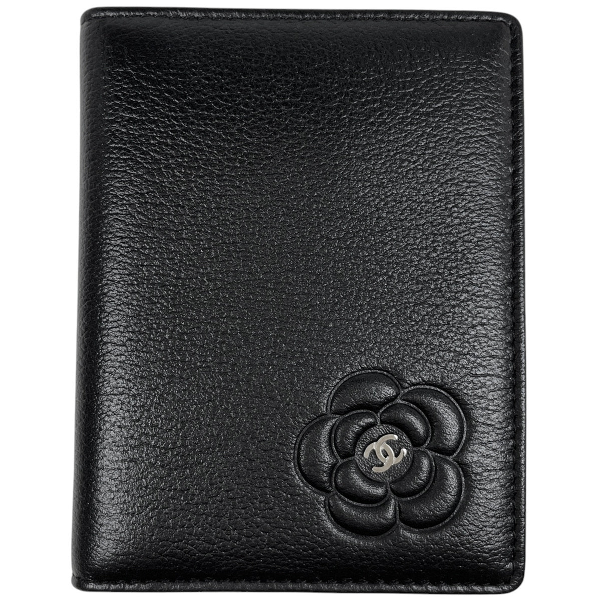 極美品 CHANEL レザー カードケース マトラッセ カメリア ブラック 極美品 CHANEL レザー カードケース マトラッセ カメリア