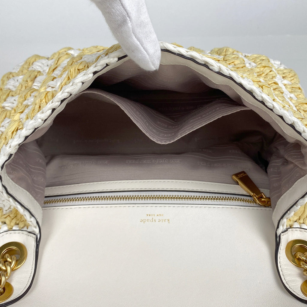 ケイトスペード ロゴ チェーン ショルダーバッグ ショルダーバッグ ラフィア ホワイト イエロー レディース 【中古】brbag