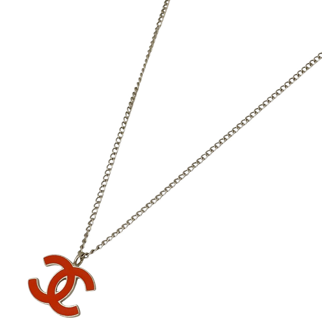 シャネル ココマーク ネックレス CC ネックレス シルバーメッキ オレンジ シルバー レディース 【中古】bracc