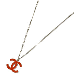 シャネル ココマーク ネックレス CC ネックレス シルバーメッキ オレンジ シルバー レディース 【中古】bracc