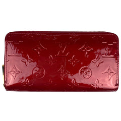 ルイ・ヴィトン ジッピーウォレット ラウンドファスナー エナメル 長財布 モノグラムヴェルニ ポムダムール(レッド) M91981 レディース 【中古】brbag