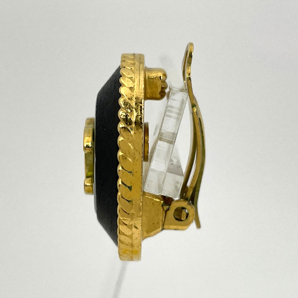 シャネル ココマーク イヤリング CC ラウンド イヤリング GP ゴールド ブラック レディース 【中古】bracc