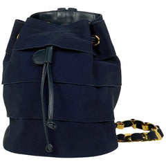 サルヴァトーレフェラガモ ヴァラチェーン リュックサック バックパック デイパック リュック キャンバス ネイビー レディース 【中古】brbag