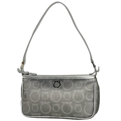 サルヴァトーレフェラガモ ガンチーニ ハンドバッグ ワンショルダー ハンドバッグ コーティングキャンバス シルバー 7497 レディース 【中古】brbag