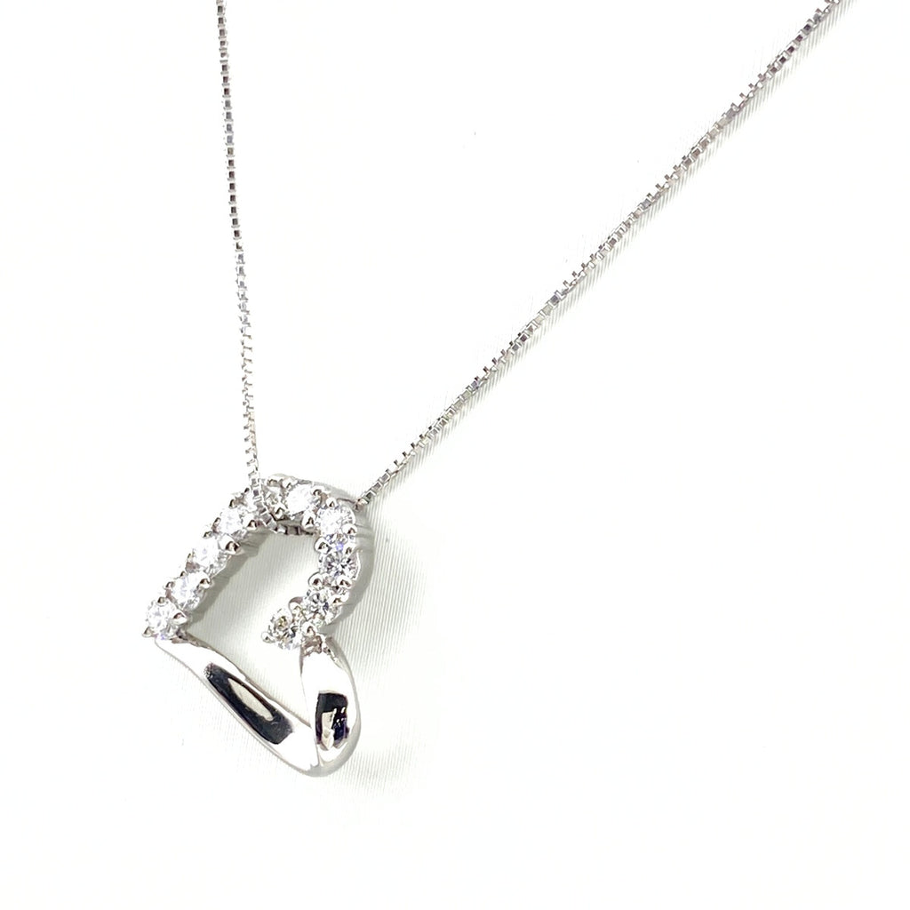 ハートモチーフ デザインネックレス プラチナ ペンダント メレダイヤ ネックレス Pt900 Pt850 ダイヤモンド レディース 【中古】nbjwl