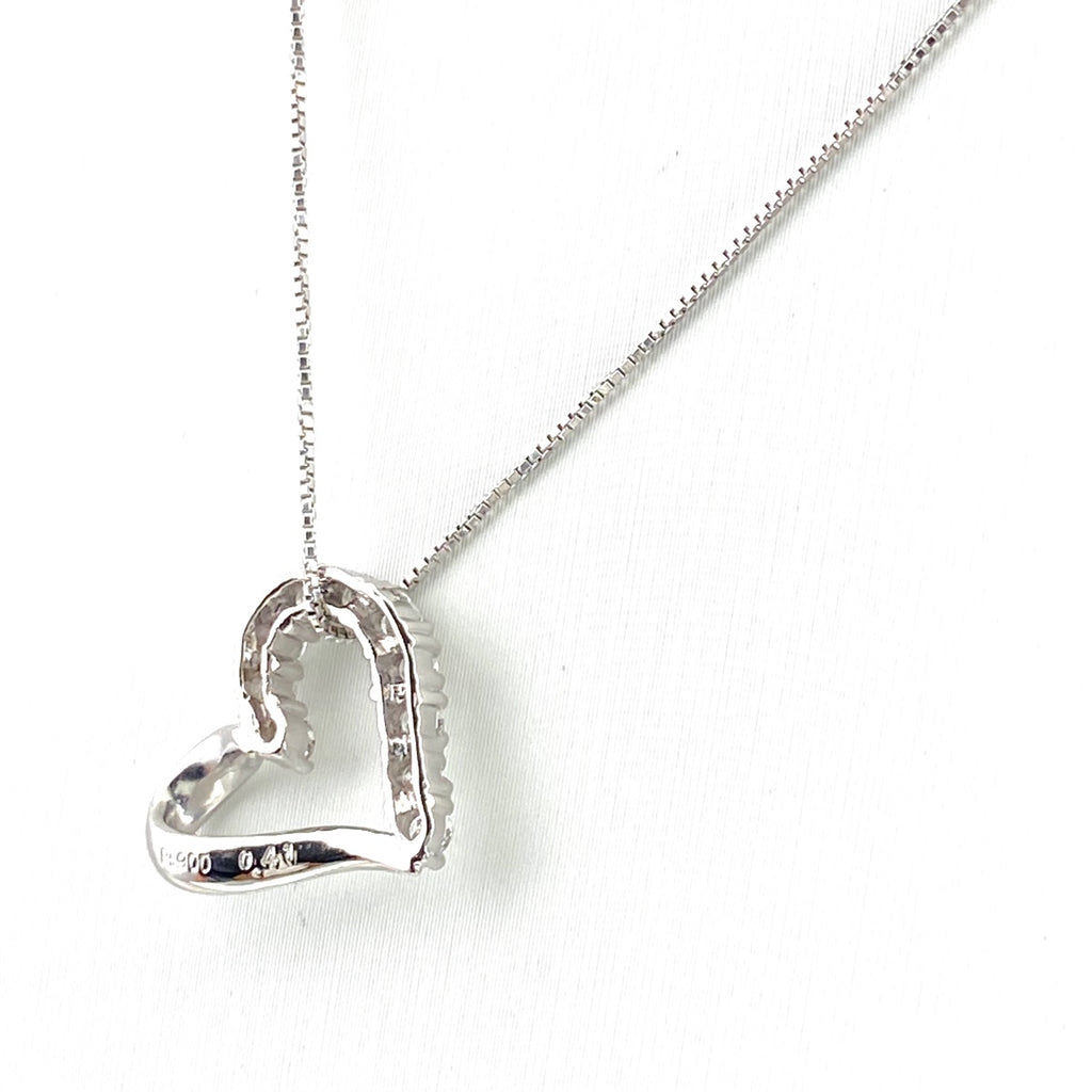 ハートモチーフ デザインネックレス プラチナ ペンダント メレダイヤ ネックレス Pt900 Pt850 ダイヤモンド レディース 【中古】nbjwl