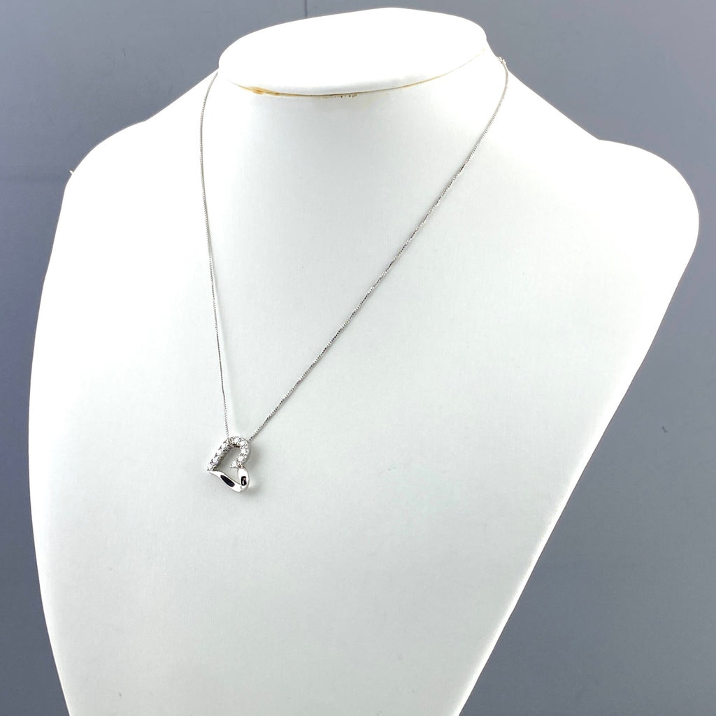 ハートモチーフ デザインネックレス プラチナ ペンダント メレダイヤ ネックレス Pt900 Pt850 ダイヤモンド レディース 【中古】nbjwl