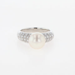 パール デザインリング プラチナ 指輪 真珠 リング 10.5号 Pt900 パール ダイヤモンド レディース 【中古】nbjwl