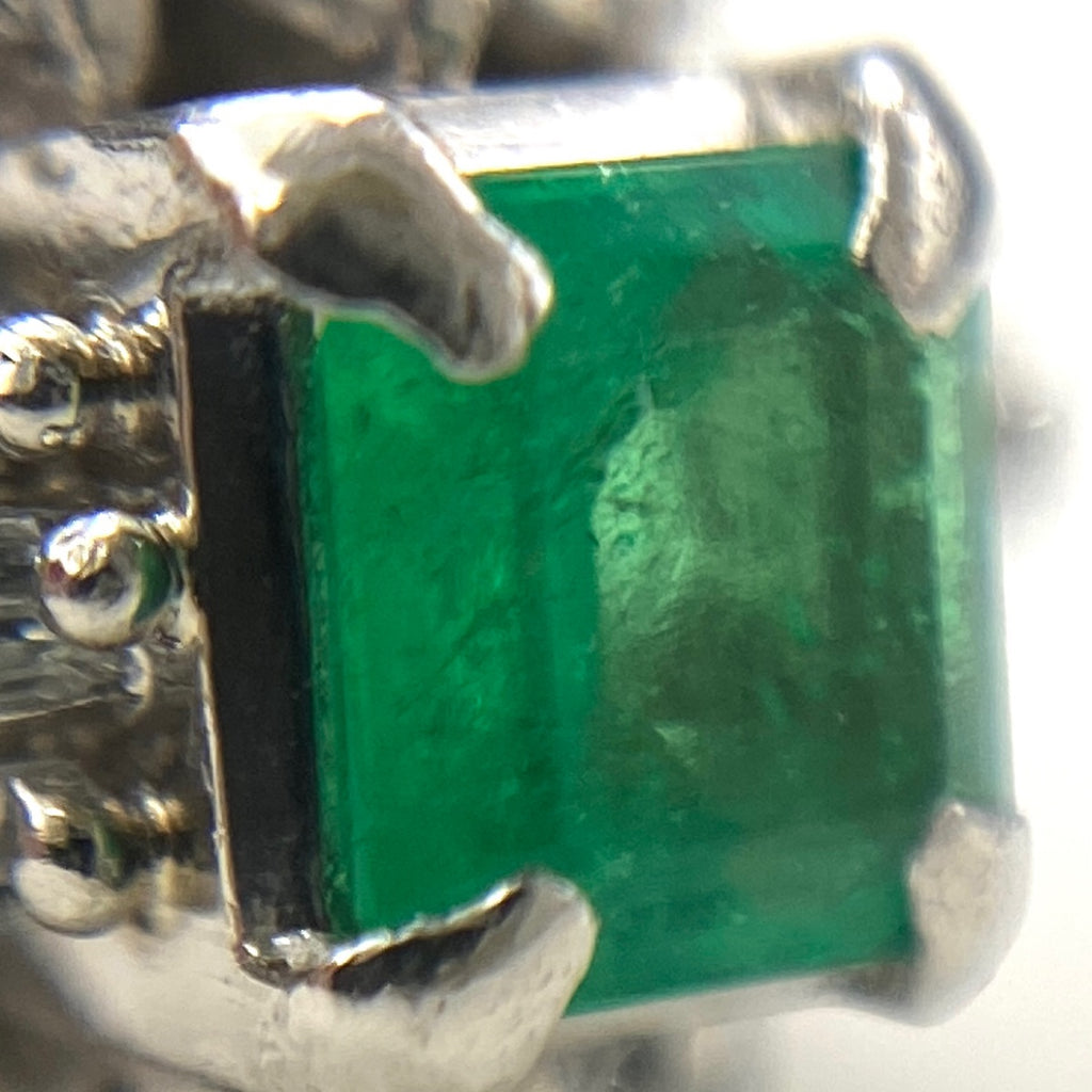 エメラルド デザインリング プラチナ メレダイヤ 指輪 リング 9.5 Pt900 エメラルド ダイヤモンド レディース 【中古】nbjwl