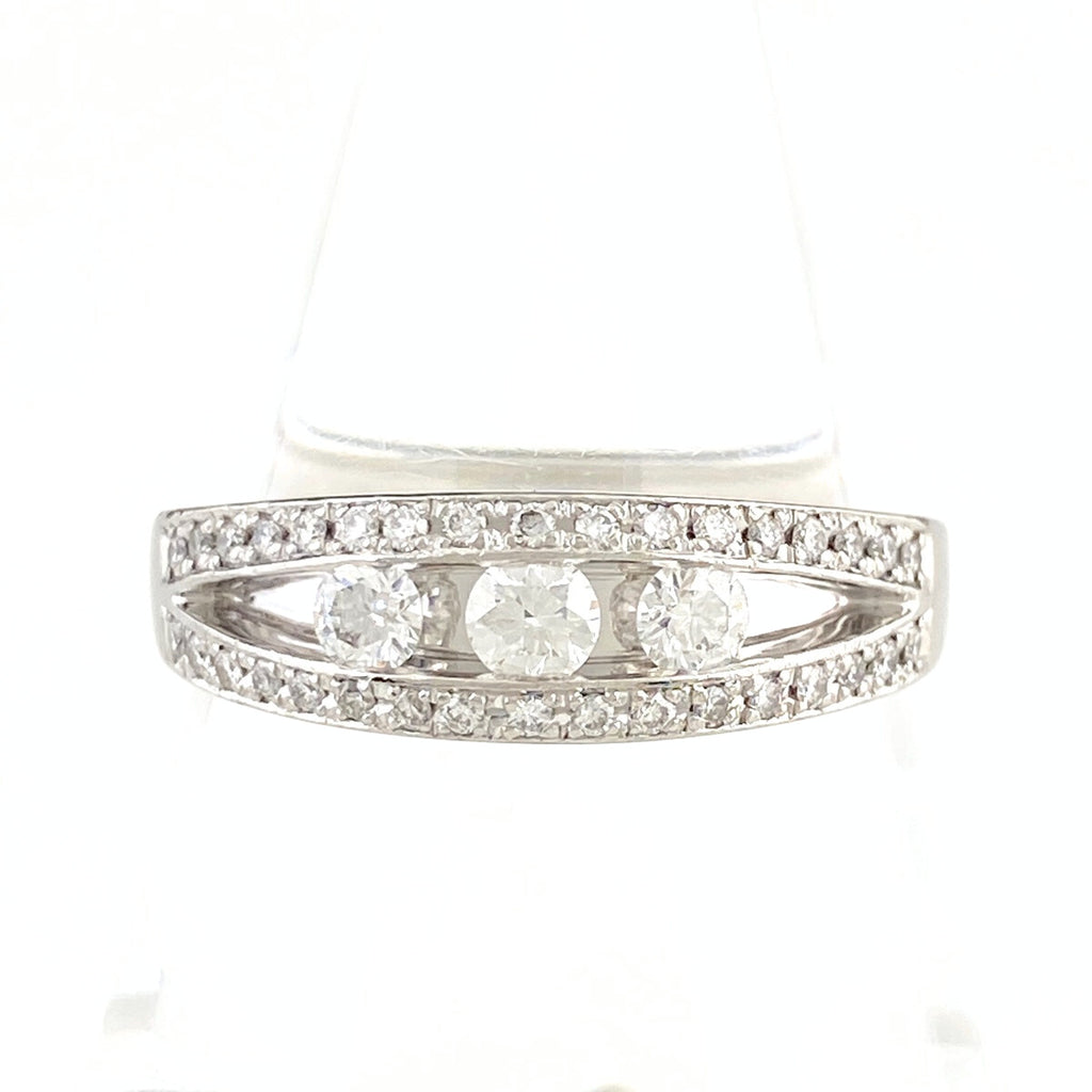 トリロジー メレダイヤ デザインリング プラチナ 指輪 リング 20.5号 Pt900 ダイヤモンド レディース 【中古】brjwl