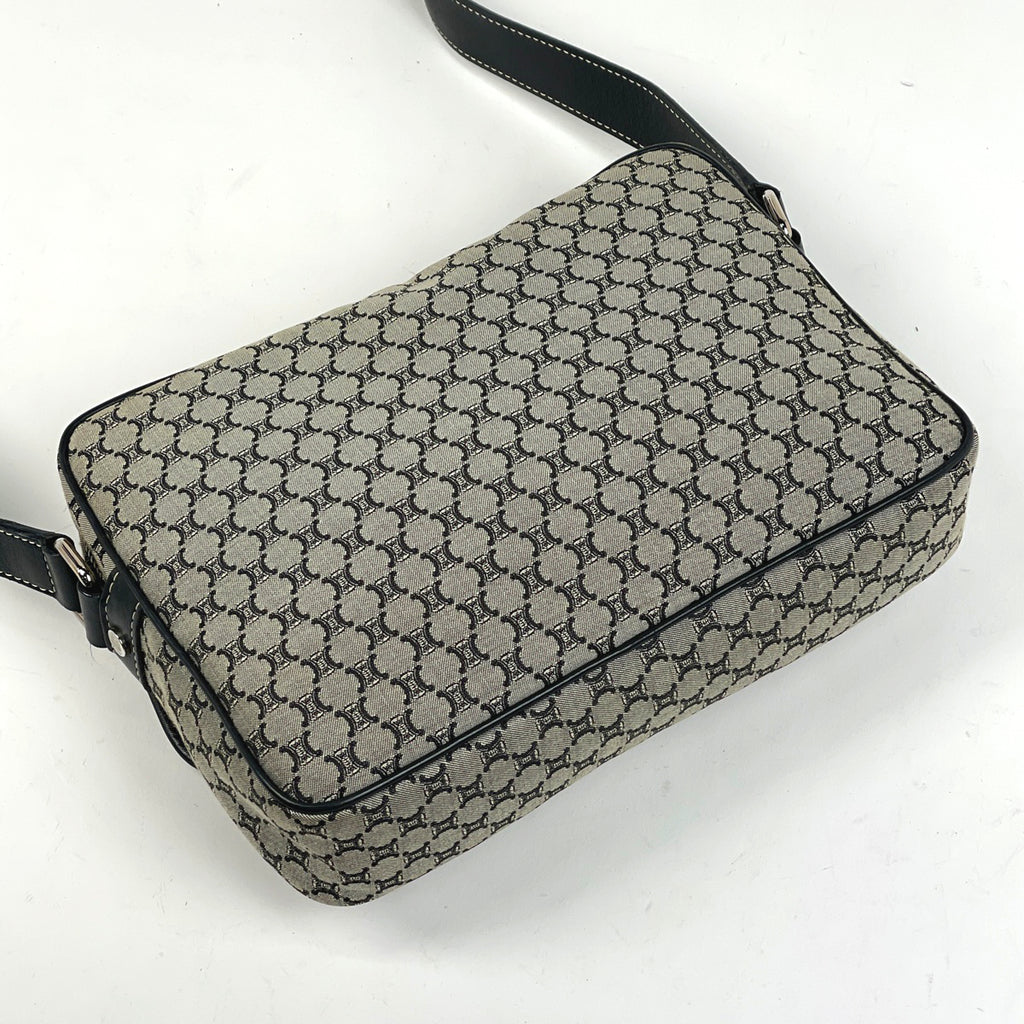 セリーヌ マカダム柄 ショルダーバッグ ブラゾン ショルダーバッグ キャンバス グレー ブラック レディース 【中古】brbag