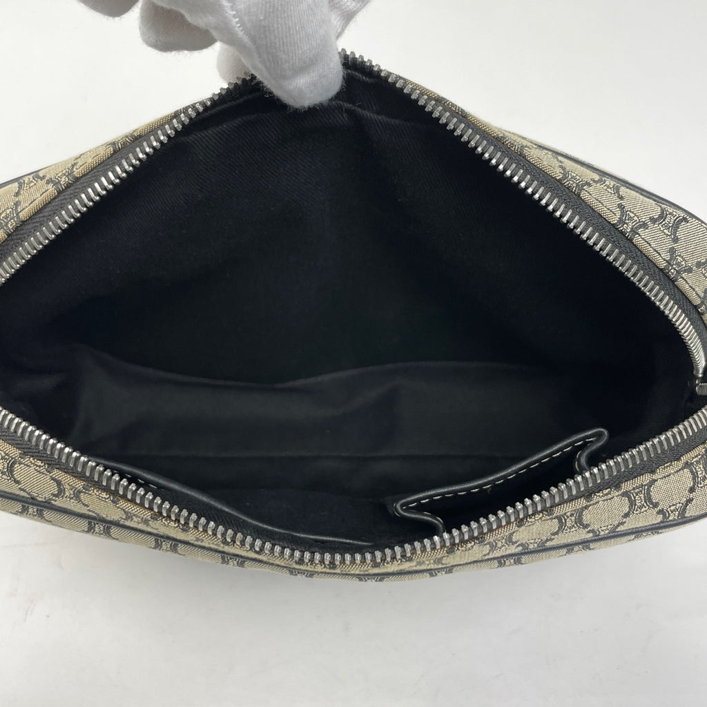 セリーヌ マカダム柄 ショルダーバッグ ブラゾン ショルダーバッグ キャンバス グレー ブラック レディース 【中古】brbag