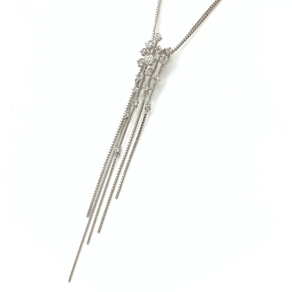 タサキ メレダイヤ デザインネックレス WG ホワイトゴールド ペンダント ネックレス K18 WG ダイヤモンド レディース 【中古】brjwl