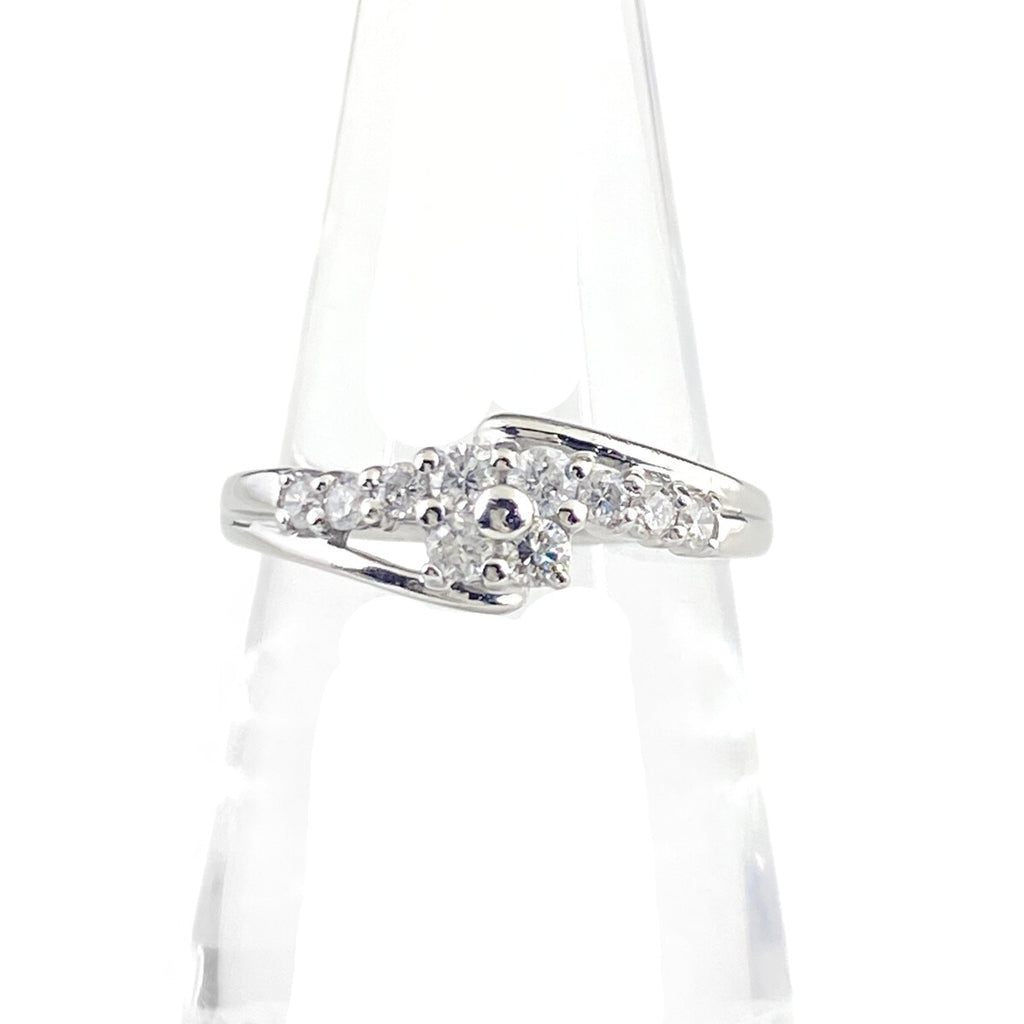 メレダイヤ デザインリング プラチナ 指輪 リング 9号 Pt900 ダイヤモンド レディース 【中古】nbjwl