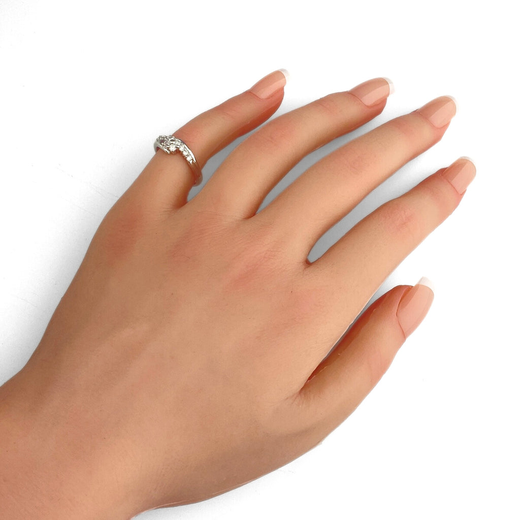 メレダイヤ デザインリング プラチナ 指輪 リング 9号 Pt900 ダイヤモンド レディース 【中古】nbjwl