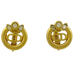 クリスチャンディオール ロゴ ラインストーン イヤリング ラウンド CD イヤリング GP ゴールド レディース 【中古】bracc