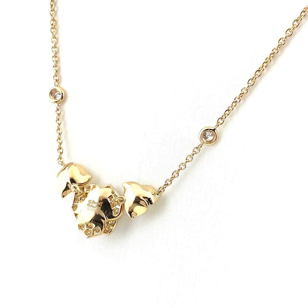 ピアジェ ローズ ネックレス YG イエローゴールド ペンダント メレダイヤ ネックレス 750 ダイヤモンド レディース 【中古】brjwl